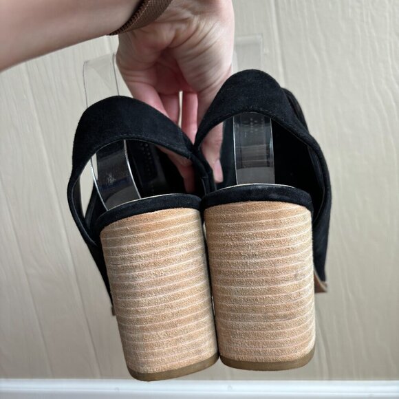 Cole Haan Grand Os Leather Perforated Callista Peep Toe Block Heel Sandals - Picture 7 of 12